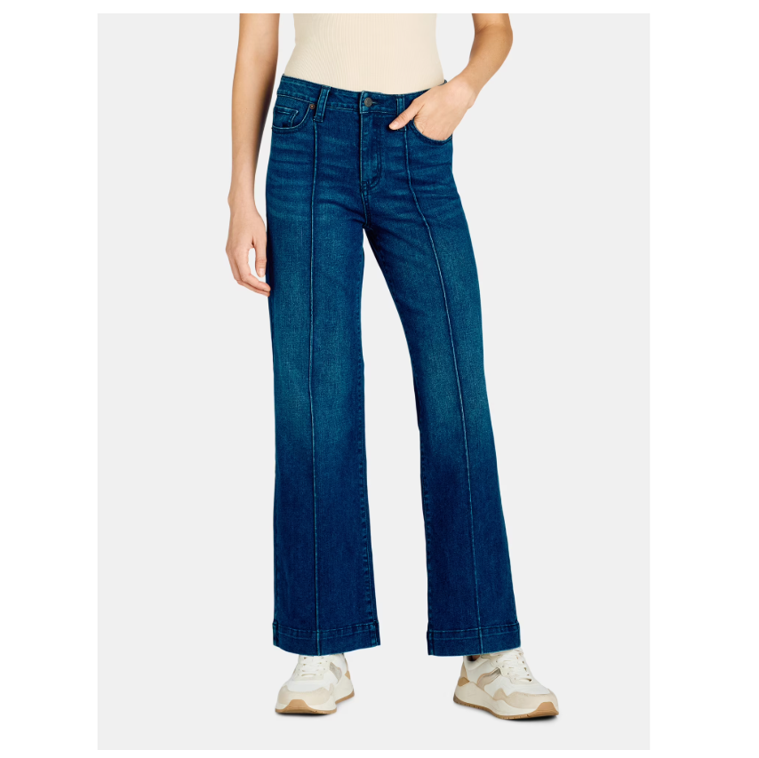 Women's Wide Leg Jeans with Seam Details, Available in Regular,